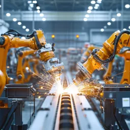 Robotic welding line in a manufacturing plant